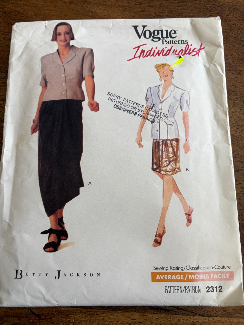 Vogue Individualist Betty Jackson pattern uncut
